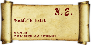 Medák Edit névjegykártya